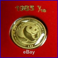 1982-87 China 1/10 oz. Gold Panda 10Y 7-Coin Panda Prestige Set