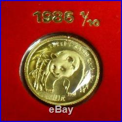 1982-87 China 1/10 oz. Gold Panda 10Y 7-Coin Panda Prestige Set