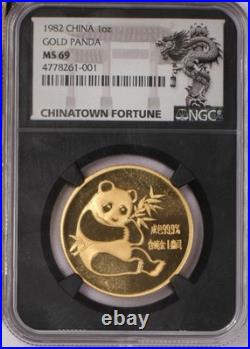 1982 Gold Panda 4 Coin Set NGC MS69