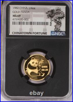 1982 Gold Panda 4 Coin Set NGC MS69