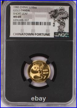 1982 Gold Panda 4 Coin Set NGC MS69