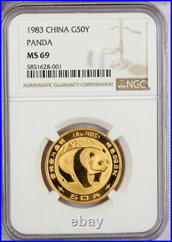 1983 China Gold Panda Small Date 5 coin set NGC MS69