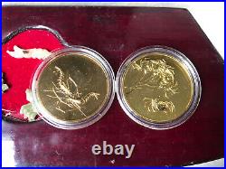 1983 China Shanghai Mint Gilt-Brass Shrimp and Crab medal set China coin