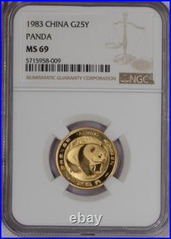 1983 Gold Panda 5 Coin Set NGC MS69