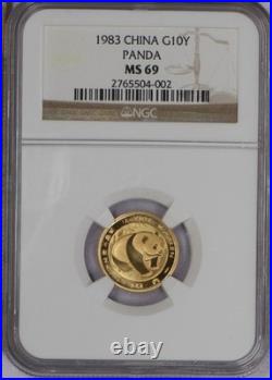 1983 Gold Panda 5 Coin Set NGC MS69
