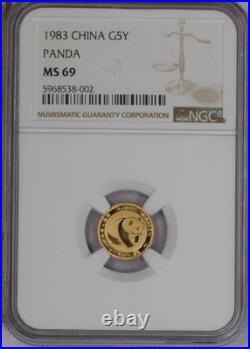 1983 Gold Panda 5 Coin Set NGC MS69