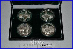1984 China 4 Coin Set Historical Figures 5 Yuan. 999 Silver Proofs Orig Case Coa