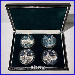 1984 Chinese New Years Eve 5 Yuan Silver 4pc Set in Original Box 1984 Chinese New Years Eve 5 Yuan Silver 4pc Set in Original Box