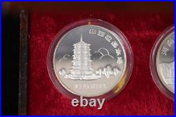 1984 Silver Medal 4Pc. Pagoda Set. 900 Fine Shanghai Mint
