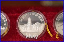 1984 Silver Medal 4Pc. Pagoda Set. 900 Fine Shanghai Mint