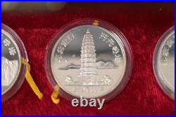 1984 Silver Medal 4Pc. Pagoda Set. 900 Fine Shanghai Mint
