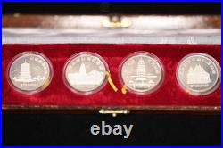1984 Silver Medal 4Pc. Pagoda Set. 900 Fine Shanghai Mint