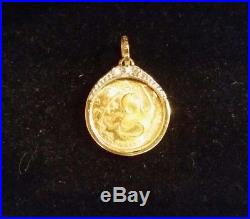 1985.999 1/20 oz Gold PANDA China Coin 14K Pendant Setting with Diamond Chips