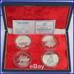 1985 Silver China 4 Coin Historical Figures Original Proof Set Box & Coa