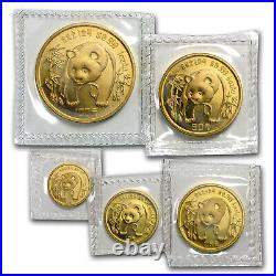 1986 China 5-Coin Gold Panda Set BU (Sealed)