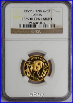 1986 China Gold Panda 5-coin set NGC PF69 #3798