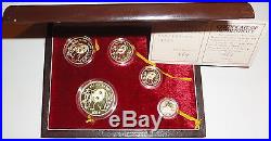 1986 China Gold Panda Proof Set, 5 Coins (withBox and COA), Total 1.9 Oz