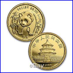 1986 China Gold Panda Proof Set, 5 Coins (withBox and COA), Total 1.9 Oz