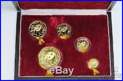 1986 China Panda 5 Coin GOLD Proof Set 1.9 ozt Original Box & COA 17036