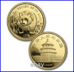 1986 China Panda Gold Proof Set 5 Coin