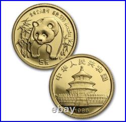 1986 China Panda Gold Proof Set 5 Coin