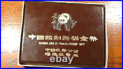 1986 China Panda Set 5 Proof Gold Coins In Original Display Box With Coa