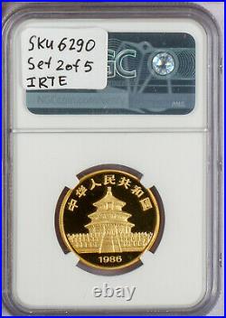 1986 China Proof 5 Coin Set Ultra Cameo Gold Panda NGC PF69