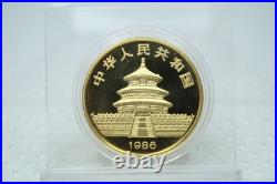 1986 China Proof Gold Panda 5 Coins Set Original Box & COA Spot Free