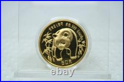 1986 China Proof Gold Panda 5 Coins Set Original Box & COA Spot Free