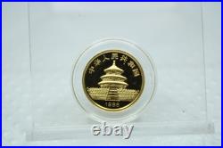 1986 China Proof Gold Panda 5 Coins Set Original Box & COA Spot Free