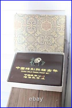 1986 Chinese Panda. 999 Fine Gold 5-Coin Proof Set with COA in Box 1/20oz to 1oz