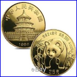 1986 P 1.9 oz Chinese Gold Panda 5-Coin Proof Set (withBox & COA)