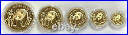 1986 P Gold China Proof Panda 5 Coin 1.9 Oz Original Set With Mint Box