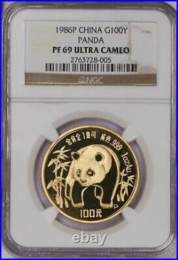 1986-P Gold Panda 5-Coin Set NGC PF69 Ultra Cameo