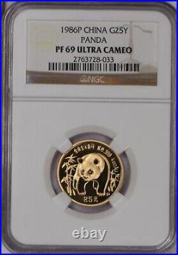 1986-P Gold Panda 5-Coin Set NGC PF69 Ultra Cameo