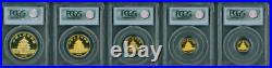 1986-p 5-coins Proof Gold Set Panda 100y 50y 25y 10y 5y Pcgs Pr69 Pf69 China