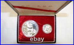 1987 2 Coin Proof Silver Panda Set 1oz silver 10 Yuan & 5oz. Silver 50 Yuan