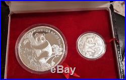 1987 CHINESE SILVER PANDA COIN PROOF SET 5 OZ +1 OZ SILVER COINS RARE in BOX