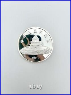 1987 China 10 Yuan 1 Oz & 50 Yuan 5 Oz Silver Panda Coin Set BOX