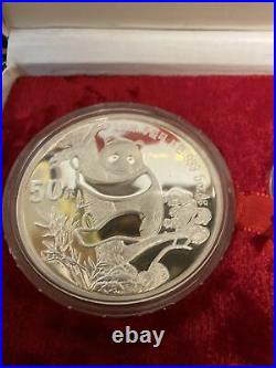 1987 China 2-Coin Silver Panda Proof Set (withBox and COA) 5oz & 1oz Coin