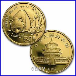 1987 China 5-Coin Gold. 999 Panda Proof Set (In Original Box)