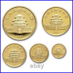 1987 China 5-Coin Gold Panda Proof Set