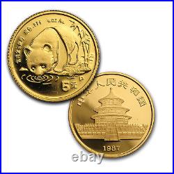 1987 China 5-Coin Gold Panda Proof Set (In Capsule)