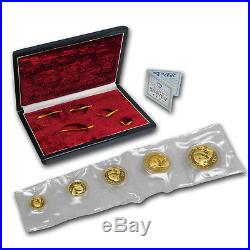 1987 China 5-Coin Gold Panda Proof Set (In Original Box) SKU #8958