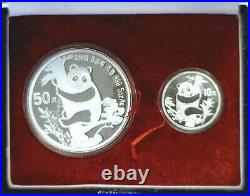 1987 China 50 And 10 Yuan Silver Panda 2 Coin Proof Set PS23 OGP With COA