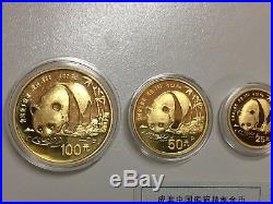 1987 China 999 Gold Panda 5 Coin Proof Set 1 1/2 1/4 1/10 1/20 Oz In Box COA