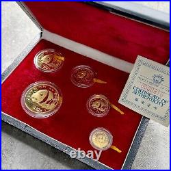 1987 China Gold Panda 5 Coin Set 1.90 oz Proof with original Box and COA