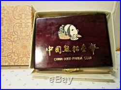 1987 China Gold Panda Box Three Coin Set (5,10,25 Yuan 1/20,1/10,1/4 Ounce)