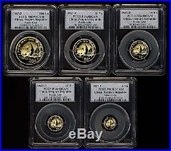 1987 China Panda 5 Piece Gold Coin Set 100y 50y 25y 10y 5y Pcgs Pf Pr68-69 Dcam