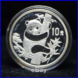 1987 China Silver Panda 1-OZ 10 & 5-OZ 50 Yuan 2 Coin Set Original Box and COA